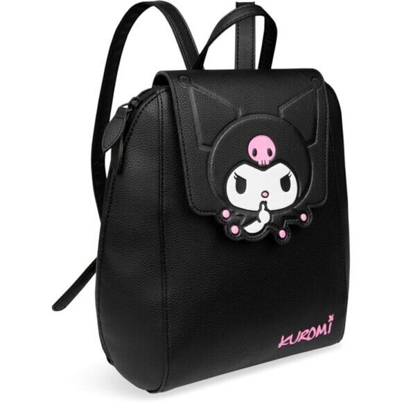 ⚡Women Teens Black Kuromi Mini PU Leather Adjustable Straps Kawaii Travel Bag